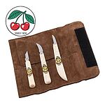 Set of carving knives in Verloursleather bag