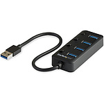 4포트 USB 3.0 허브 USB-A - 4x USB-A 각 포트마다 온/오프 스위치 포함