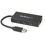 3포트 USB 3.0 허브 부착 기가비트 이더넷 대응 유선 LAN 어댑터 알루미늄 케이스 본체 일체형 케이블