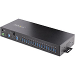 USB3.0 허브/16포트(16xUSB-A)/산업용 메탈 케이스/최대 120W 공유/ESD 보호/PC2대+U2 전환/DIN・벽면・랙 마운트