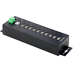 USB 허브/USB2.0 접속/10포트/산업용 메탈 케이스/ESD 레벨 4 보호 기능/DIN 레일·벽면 설치 대응