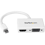 Mini DisplayPort 연결 여행 어댑터 2인 1 mini DP - VGA/HDMI 변환 어댑터 화이트