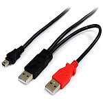 1.8m USB Y 자급전 케이블(USB A - mini B) 외장 하드 디스크에 대응