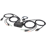 케이블 일체형 2포트 USB DisplayPort KVM 스위치 4K/60Hz 대응 CPU 전환기 1.5m 케이블 길이 3.5mm 오디오