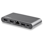 멀티 포트 어댑터/USB-C 연결/듀얼 모니터/4K30Hz HDMI/100W USB PD 패스스루/2×USB-A/이더넷/Windows & Chrome/블랙/도킹 스테이션