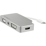 USB-C 멀티 변환 비디오 어댑터/HDMI 1.4 - Mini DisplayPort 1.2 VGA DVI/4K 1080p/실버