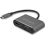 USB-C-VGA/HDMI 변환 디스플레이 어댑터 2 in 1 USB Type-C 멀티 어댑터 4K/30Hz 알루미늄 케이스 스페이스 그레이