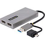 디스플레이 어댑터/USB-C & USB-A/듀얼 디스플레이/HDMI(1x 4K30Hz, 1x 1080p)/11cm 케이블/Win & mac